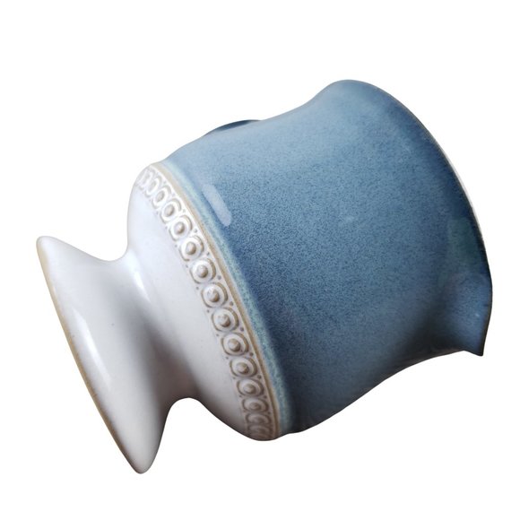 Denby Langley Castile Blue Pedestal Footed Coffee Creamer England Vintage - Picture 5 of 7